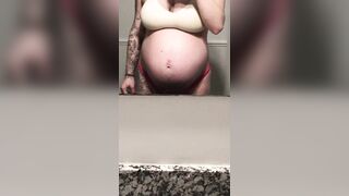 I hope all his creampies today make another cute bump like this - Homemade Pregnant