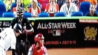 Marlins Fan attempting to distract the other team's pitcher