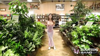 Public Flashing: Juvenile Gianna Gem flashes her merry breasts right in the midst of a busy store