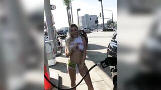 Public Flashing: Daring her at the gas station
