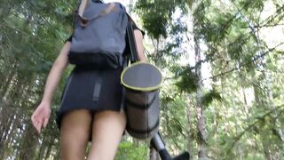 No panties at the campsite - Public Flashing