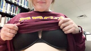 Titty show in the library anyone? - Public Flashing