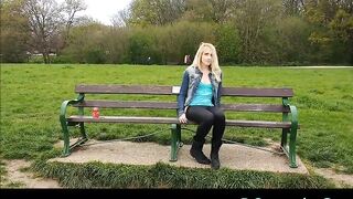 Sammie Cee on the park bench - Public Flashing