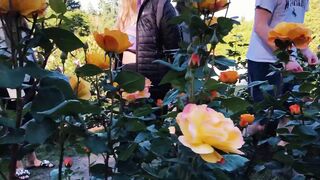 Public Flashing: Enjoying the Rose Garden in Portland.