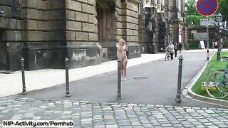 Public Nudity: Lucy Belle Walking throughout the streets nude