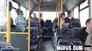 The couple has sex on the bus. Passengers are nearby - Public Sex