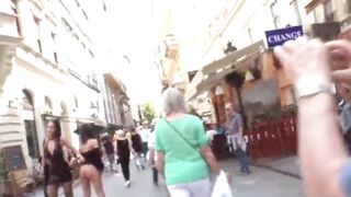 Public Sex: Walking stripped on the streets of Budapest. Then pumping in front of a bar crowd.