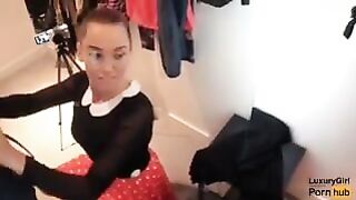 Public Sex: Public Oral sex in a Garments Store. A Young Baby With Glasses Swallows Cum