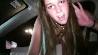Public Sex: Alexis Crystal copulates 3 boys throughout a car window.