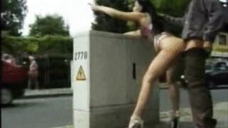 Couple going at it next to a very busy road - Public Sex