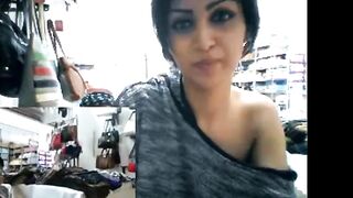 arab angel masturbates in a store. Buyers walk around amateur iran persian