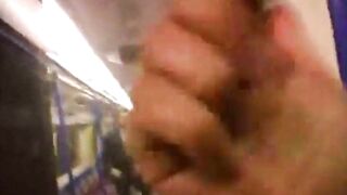 Public Sex: Teach conductor gives the thumbs up to 2 gals going at it in the metro...