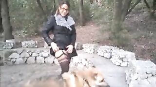 The hot woman who fucks her dog on the walk - Public Sex - POV - Public Sex