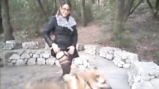 the sexy woman who bonks her dog on the walk - Public Sex - POV