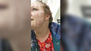Just walking around Walmart with a huge load on her face. - Public Sex