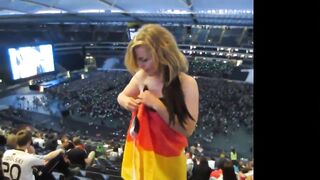 German exhibitionist in football stadium! - Public Sex
