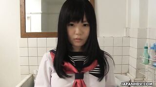 Sayaka Aishiro in school uniform sucks a teachers cock
