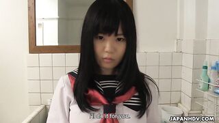 Japanese Girls: Sayaka Aishiro in school uniform sucks a teachers cock