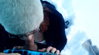 Hot Blowjob in outdoor Snow