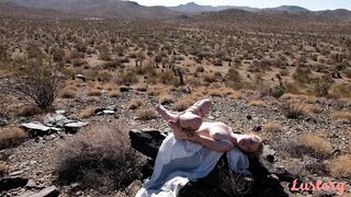 Cute Blonde Tied Up In The Desert - Outdoors
