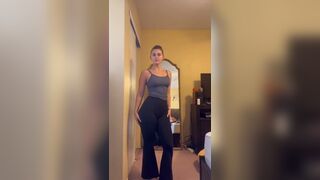 Showing off her black flares - Girls In Flare Pants