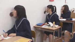 Japanese girsl study hard in school