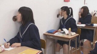Japanese girls study hard in school - Glory Holes