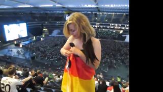 German soccer fan public flshing