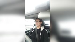 Beautiful Girl Playing With Her Tits While Driving