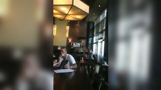 Humorous: Casually playing porn in the restaurant