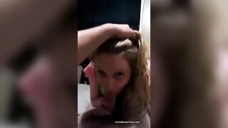 Blonde gf likes to suck his dick
