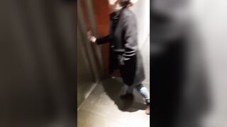 Girls going down in an elevator - Public