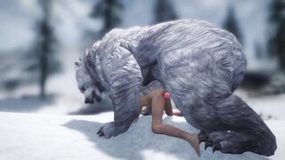 Taken by a snow bear - Skyrim