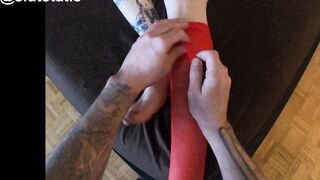 Nylon Fetish: Peeling my stockings off.