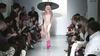 Completely naked on fashion runway - On Stage