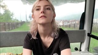 TEEN SWALLOWS LOADS OF CUM ON A CABLE CAR - PUBLIC BLOWJOB BY EVA ELFIE - Oral Creampie