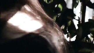 Outdoor Dilettante Stripped: Gal anal gangbanged doggy style outdoor
