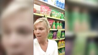 Mature Lady Loves to Open Her Boobs In Shop