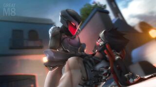 Overwatch: Talon Assassin riding Genji