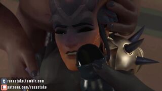 Overwatch: Dragon Symmetra taking a load all over her face