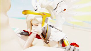 Mercy blowjob at the beach - Overwatch