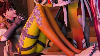 Tracer getting her feet on a lucky fan - Overwatch