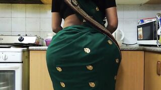 Big Indian booty in the kitchen