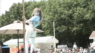 pale Stripper dancing on the pole
