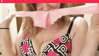 Licking my panties with MILF tits - Panties To The Side