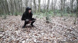 Pee: Annie force pissing in the forest