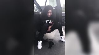 Aaliyah Hadid in the parking lot - Pee
