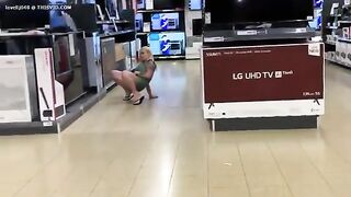 Pee: pissing on a television in a store