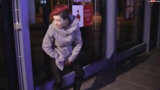 Pee: trying to pantyhose down the atm