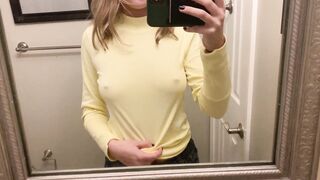 Amateur flashing her perfect tits - Pierced Nipples